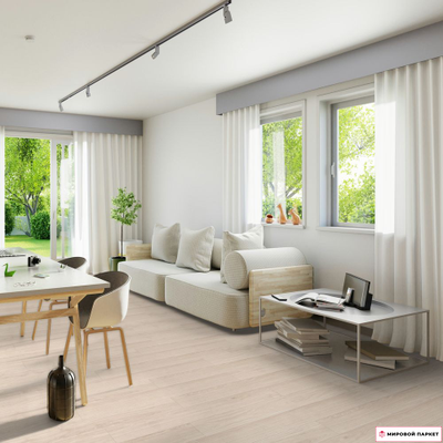 Ламинат Kronostar Ecologik Дуб Вейвлесс Белый D2873 32 класс толщина 8 мм с фаской 2.131 м2