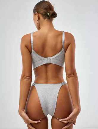 Комплект нижнего белья Виктория Сикрет со стразами спортивный серый 85B