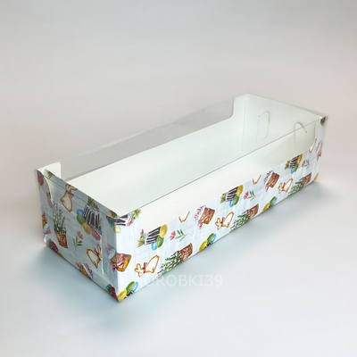 Коробка под рулет/полено с прозр. кр. (ПАСХА), 300*110*80мм