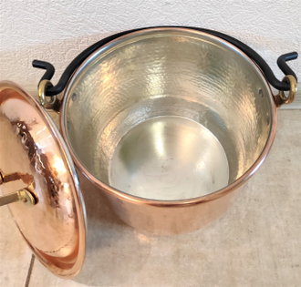 Медный котелок луженый с крышкой Португалия (CopperCrafts) арт.1332