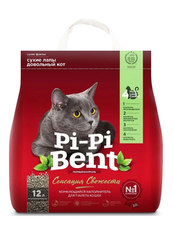 Наполнитель для кошек Pi-Pi-Bent Сенсация свежести комкующийся 12 л
