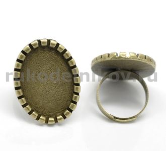 основа для кольца регулируемая "Овал", цвет-античная бронза (площадка 25х18 мм)