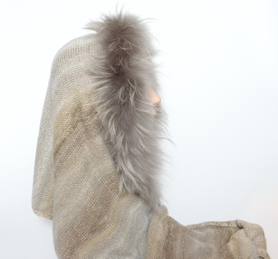 Женский вязаный палантин с меховой оторочкой Визио италия