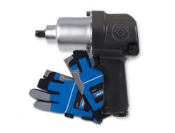 Гайковерт пневматический ударный 1/2", 678 Нм, в комплекте перчатки антивибрационные KING TONY P33411-040E