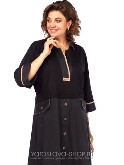 Элегантное женское платье А-силуэта в черном цвете