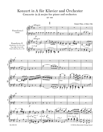 Моцарт. Концерт для фортепиано с оркестром №23 A-dur KV 488. Клавир