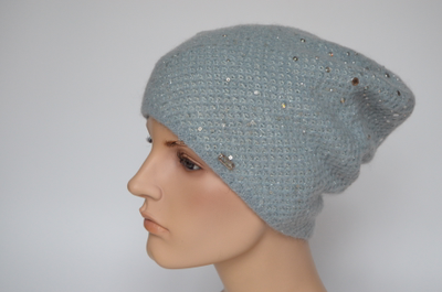 Голубая шапка женская с украшениями Vizio Италия 6161 CL