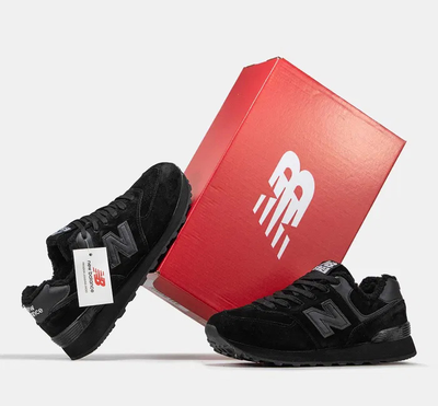 New Balance 574 Winter Black с мехом