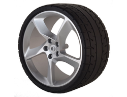 Wheel 75mm D. x 41mm #2 Model Right Side with Black Tire 87.9 x 44 80281 / 80279, Metallic Silver (80281c01)