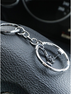 Брелок «РУЛЬ», металл, хром/чёрный