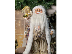 Дед Мороз в золотом полосатом костюме с шишками 45см