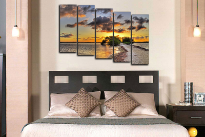 Модульная картина "Закат на озере"