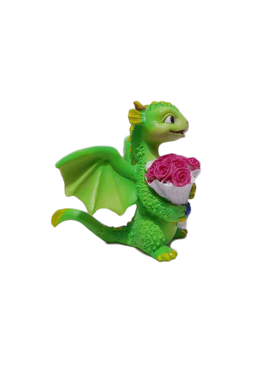 Дракон с букетом цветов символ года 2024