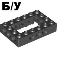 ! Б/У - Technic, Brick 4 x 6 Open Center, Black (32531 / 3253126 / 4144025 / 4162508 / 6456527) - Б/У
