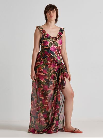 Купальник слитный с рюшами