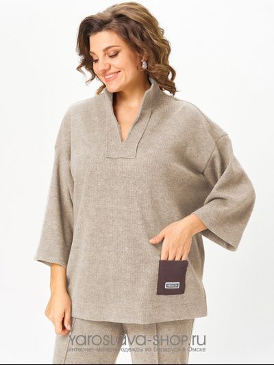 Женский 2-х предметный трикотажный костюм, состоящий из туники и брюк