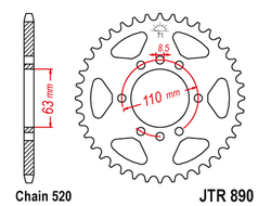 Звезда ведомая (45 зуб.) RK B4765-45 (Аналог: JTR890.45) для мотоциклов KTM