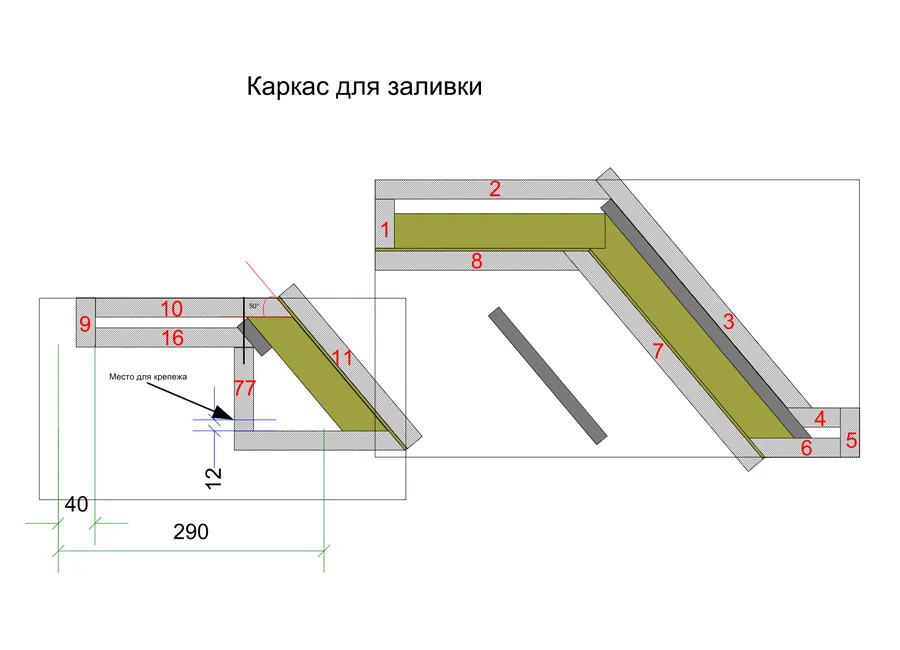 Используя полученную мастер модель разлома, была изготовлена форма, которую вставили в собранный каркас. 