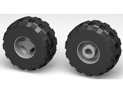 Wheel 11mm D. x 12mm, Hole Notched for Wheels Holder Pin with Black Tire 24 x 12 R Balloon 6014b / 56890, Light Bluish Gray (6014bc04)