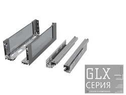 Комплект ящика GLX, со стеклом, 132х400мм, ГРАФИТ, Soft-Close,  (696-13340-09)  TALISMAN *