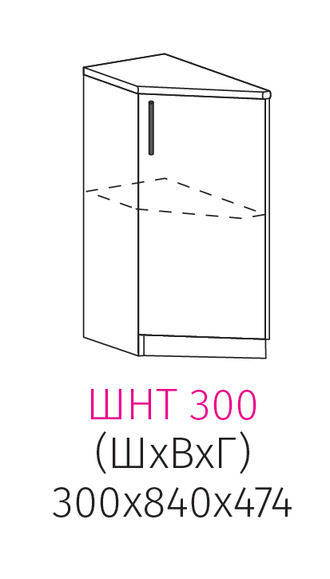 ШНТ 300 ПР/ЛЕВ Шкаф нижний торцевой 1-дверный