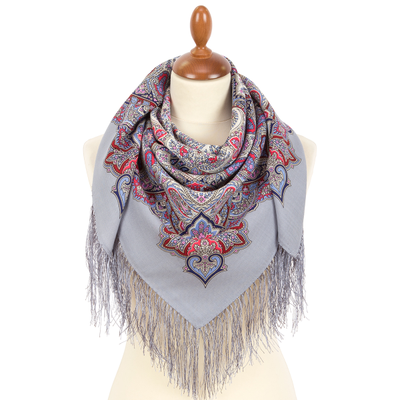 Павловопосадский платок Зимние звезды 2077-1