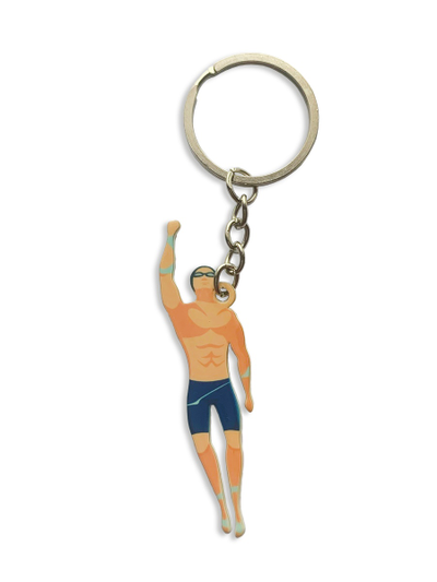 БРЕЛОК ПЛАВАНИЕ ПАРЕНЬ (МЕТАЛЛИЧЕСКИЙ ПЛОСКИЙ ДВУСТОРОННИЙ)