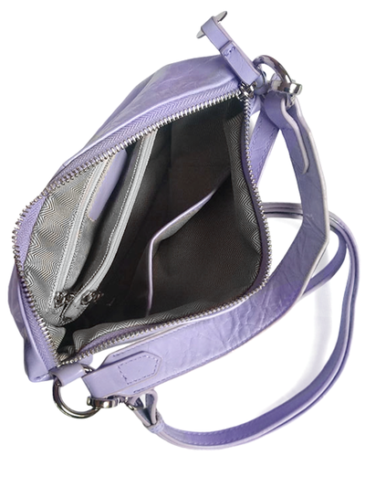 (АРТИКУЛ: 9950/1) СУМКА ЖЕНСКАЯ  МАЛЕНЬКАЯ, НАТУРАЛЬНАЯ ГЛЯНЦЕВАЯ КОЖА, СИРЕНЕВАЯ, С  ПЛЕЧЕВЫМ РЕМНЕМ