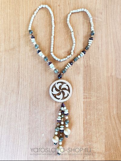 М-184. Бусы деревянные завихр из разных пород дерева .