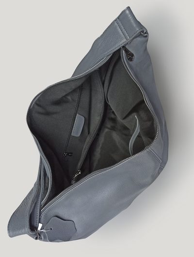 (АРТИКУЛ: 10103/8) СУМКА МЕШОК ЖЕНСКАЯ, БОЛЬШАЯ, НАТУРАЛЬНАЯ КОЖА, СЕРО-ГОЛУБАЯ, ШИРОКИЙ РЕМЕНЬ ЧЕРЕЗ ПЛЕЧО