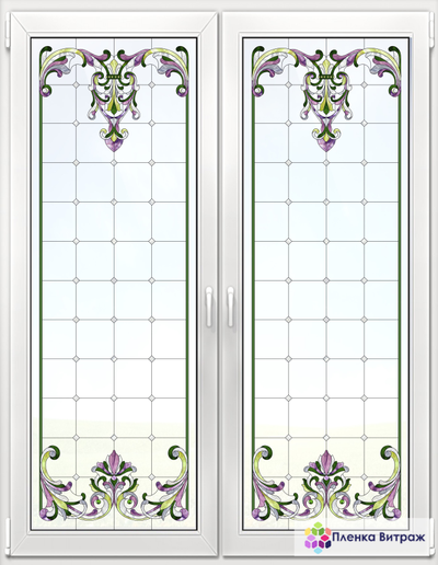 Витражная пленка, витражная пленка самоклеющаяся, пленочный витраж с классическим рисунком матовая