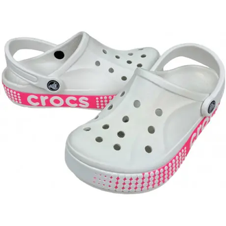 CROCS BAYABAND CLOG LOGO MOTION PINK СВЕТЛО-СЕРЫЕ