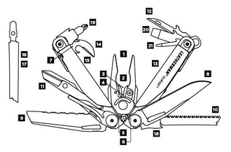 Мультитул LEATHERMAN Surge, 21 функций,  серебристый [830165]