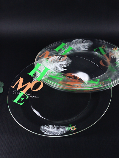 Тарелка 25см, серебряное перо