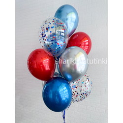 Фонтан 10 шаров "Красный с синим"