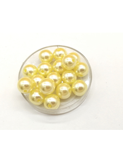 Бусины пластиковые под жемчуг 10 мм, цвет светло лимонный