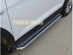 Пороги с накладным листом d53 для Hyundai Tucson (2018-2021)