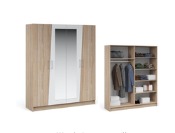 Спальня АНТАРИЯ - Шкаф 4-х дверный Дуб Сонома/Белый