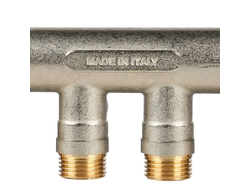 Коллектор распределительный STOUT с шаровыми кранами 3/4", 4 отвода 1/2" (синие ручки) (Арт. SMB 620