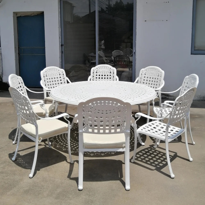 Белая обеденная группа из алюминия Geraldine 8