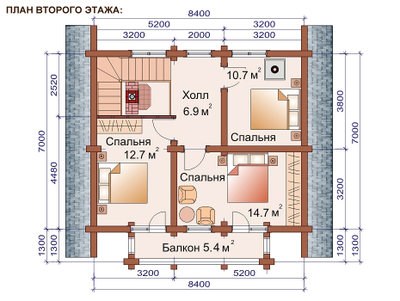 Гостевой двухэтажный дом-баня с бильярдной ДБ-14, площадь 123 м2