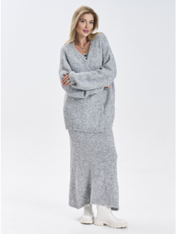 Костюм вязаный трикотажный теплый 3 в 1 юбка топ кардиган