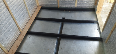 Баня 2м*5м, крыша 1 скат, топка внутри, баня со стационарной мебелью