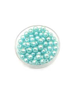 Бусины пластиковые под жемчуг 6 мм, цвет голубой