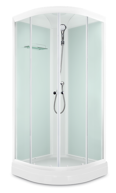 Душевая кабина DOMANI-Spa Light 88,  низкий поддон,задняя стенки черные,белые. передняя стекло прозрачные, 80x80x218 см