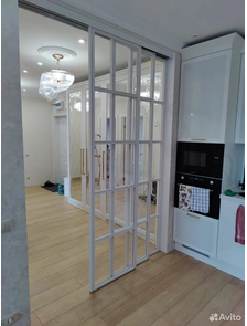 перегородка раздвижная белый профиль