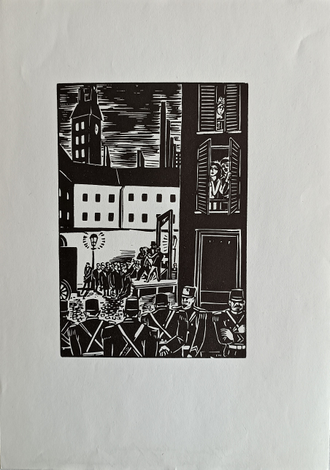 "Город. Мазерель" ксилография Франс Мазерель 1925 год