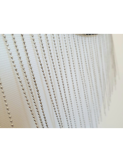 Бахрома из металлических шариков 10см на черной сетке СЕРЕБРО