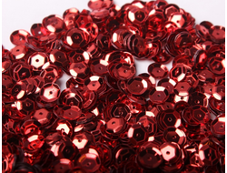 Пайетки круглые красные, 6 мм, цена за пакет (10 г)