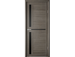 Межкомнатная дверь Кельн кедр серый с черным стеклом